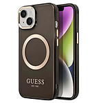 Guess Coque Magsafe pour Apple iPhone 14 TPU Gold Outline Noir