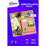 AVERY C9410BR - 8 autocollants brillants qualité photo, A4, blanc, jet d'encre AVERY C9410BR - 8 autocollants brillants qualité photo, A4, blanc, jet d'encre