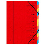 EXACOMPTA Trieur agrafé 24 x 32 cm avec élastiques 12 compartiments Rouge EXACOMPTA Trieur agrafé 24 x 32 cm avec élastiques 12 compartiments Rouge