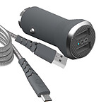 Force Power Chargeur voiture 4.8A (2.4+2.4A) IC Smart + Câble renforcé USB A/micro USB Gris