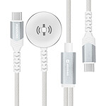 Swissten Câble USB-C 2 en 1 pour Smartwatch 2.5W / USB-C Power Delivery 60W 1.2m Blanc