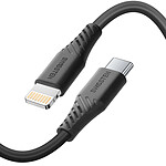 Swissten Câble Lightning vers USB-C pour iPhone / iPad 60W avec Système Anti-noeuds 1.5m Noir