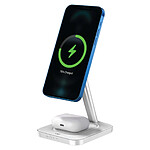 Force Power Chargeur induction 3 en 1 Stand Compatible MagSafe 15W avec chargeur Blanc