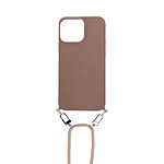 Avizar Coque pour iPhone 13 avec Cordon en Nylon et Chaîne en Résine Marron