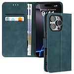 Avizar Étui pour iPhone 16 Pro Max Clapet Portefeuille Support Vidéo Bleu canard