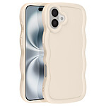 Avizar Coque pour iPhone 16 Plus Silicone Souple Design Ondulé Beige