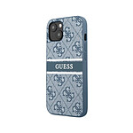 Guess Coque Arrière pour iPhone 13 Élégante à Motif 4G Stripe Bleu