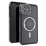 Avizar Coque Diamant pour iPhone 12 Protection MagSafe Contour Strass