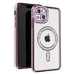 Avizar Coque Diamant pour iPhone 13 Protection MagSafe Contour Strass