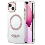 Guess Coque Magsafe pour Apple iPhone 13 TPU Gold Outline Transparent