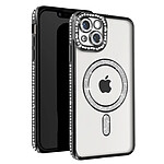 Avizar Coque Diamant pour iPhone 13 Protection MagSafe Contour Strass