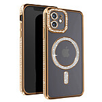 Avizar Coque Diamant pour iPhone 12 Protection MagSafe Contour Strass