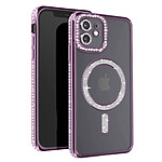 Avizar Coque Diamant pour iPhone 12 Protection MagSafe Contour Strass