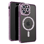 Avizar Coque Diamant pour iPhone 15 Pro Max Protection MagSafe Contour Strass