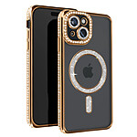Avizar Coque Diamant pour iPhone 15 Protection MagSafe Contour Strass