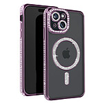 Avizar Coque Diamant pour iPhone 15 Protection MagSafe Contour Strass