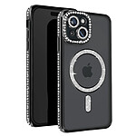 Avizar Coque Diamant pour iPhone 15 Protection MagSafe Contour Strass