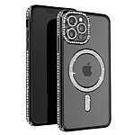 Avizar Coque Diamant pour iPhone 13 Pro Max Protection MagSafe Contour Strass