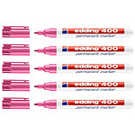 EDDING Marqueur Permanent 400 Rose Pointe Fine 1 mm x 5