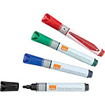 NOBO Lot de 4 feutres Effaçables Tableau blanc / Verre Pointe Ronde 3mm