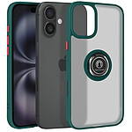 Avizar Coque pour iPhone 16 Antichoc avec Anneau Magnétique Rotatif Finition Givrée Vert foncé