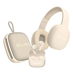 Avizar Pack Audio 3-en-1 Casque Stéréo Malaga / Enceinte Bluetooth / Écouteurs Valencia Beige