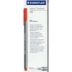 STAEDTLER Feutre Fineliner Triplus Pointe Fine 0,3 mm Rouge x 10