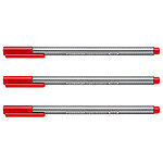 STAEDTLER Feutre Fineliner Triplus Pointe Fine 0,3 mm Rouge x 3