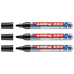 EDDING Marqueur pour Tableaux blancs 250 Noir Corps Alu Pointe Ronde 1,5-3 mm x 3