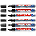 EDDING Marqueur pour Tableaux blancs 250 Noir Corps Alu Pointe Ronde 1,5-3 mm x 6