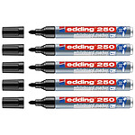 EDDING Marqueur pour Tableaux blancs 250 Noir Corps Alu Pointe Ronde 1,5-3 mm x 5