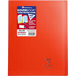 CLAIREFONTAINE Cahier piqué Koverbook 24x32cm 48 pages grands carreaux PP transparent - Rouge