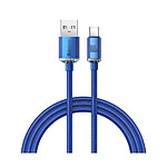 Baseus Câble USB-C vers USB-A 100W Série Crystal Shine Charge et Synchronisation 1,2m Bleu
