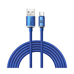 Baseus Câble USB-C vers USB-A 100W Série Crystal Shine Charge et Synchronisation 2m Bleu