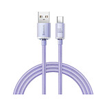 Baseus Câble USB-C vers USB-A 100W Série Crystal Shine Charge et Synchronisation 1,2m Lavande