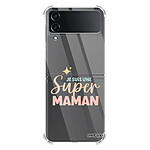 Evetane Coque Coque Samsung Galaxy Z Flip 4 Silicone antichocs Solides coins renforcés  transparente Motif Je suis une super Maman