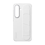 Samsung Coque pour Galaxy S25 en Silicone avec Lanière Fonction Stand Blanc