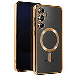 Avizar Coque MagSafe pour Samsung Galaxy S24 FE Silicone Contour Chromé Dorée