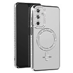 Avizar Coque Diamant pour Samsung Galaxy A16 MagSafe Contour Strass Argent