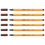 STABILO Stylo-Feutre POINT 88 Pointe Fine 0,4 mm Brun x 6