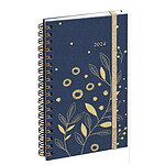 EXACOMPTA Agenda de poche Espace 16S spiralé Végétal 9 x 16 cm Semainier - Gris-dos gris