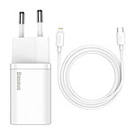 Baseus Chargeur Secteur USB-C 20W avec Câble USB-C/Lightning Blanc