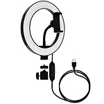LinQ Anneau Lumineux LED 26cm 10W avec Support Smartphone Blanc / Noir