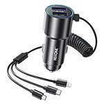 WK Chargeur voiture 2x USB et Câble 3 en 1 Puissance 33W Wekome Noir