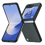 X-Level Coque pour Samsung Galaxy Z Flip 6 Texture Fibre de Carbone Vert foncé