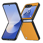 X-Level Coque pour Samsung Galaxy Z Flip 6 Texture Fibre de Carbone Orange