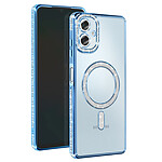 Avizar Coque Diamant pour Samsung Galaxy A06 MagSafe Contour Strass Bleu clair