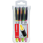 STABILO Pochette de 4 Surligneurs NAVIGATOR de poche Pointe Biseautée assortis x 5 STABILO Pochette de 4 Surligneurs NAVIGATOR de poche Pointe Biseautée assortis x 5