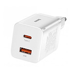 Baseus Chargeur Secteur Double Sortie USB-A/USB-C 30W QC3.0 Édition Super Si Pro Blanc