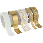 HEYDA Assortiment 5 Rubans Adhésif Décoratif Effets Masking Tape Or HEYDA Assortiment 5 Rubans Adhésif Décoratif Effets Masking Tape Or